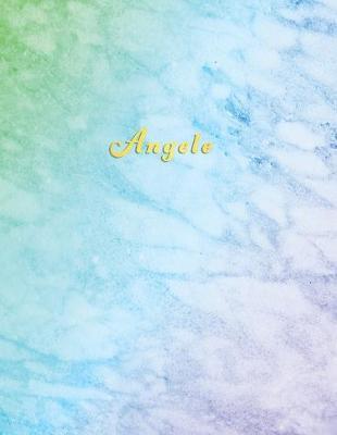 Angele: Blue and Aqua Marble personalised custom name college or school ruled journal for girls - Standard lined size composition exercise note book