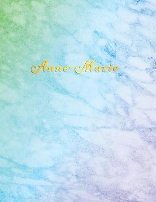 Anne-Marie: Blue and Aqua Marble personalised custom name college or school ruled journal for girls - Standard lined size composition exercise note book