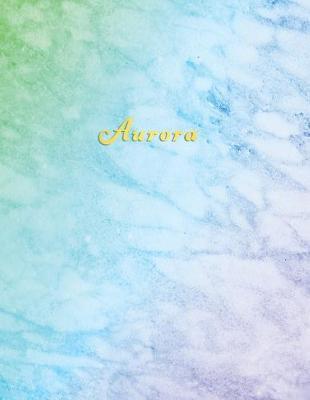 Aurora: Blue and Aqua Marble personalised custom name college or school ruled journal for girls - Standard lined size composition exercise note book