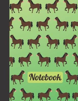 Notebook: Horses - Green 7.44 x9.69  110 Pages Blank Lined Inspirational Journal & Doodle Diary, School Book Supplies