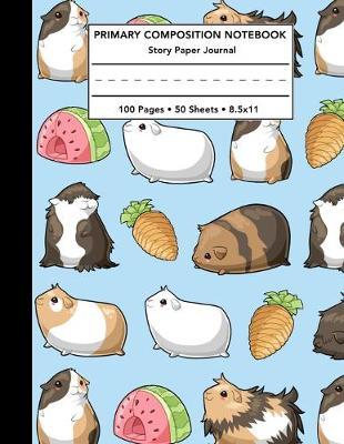 Primary Composition Notebook: Guinea Pig Pattern Story Note Book w/ Writing, Drawing & Picture Space - Cute Cavy Blue Draw and Write Journal / Diary with Dashed Midline for School Kids, Boy, Girl, Level K-2 Student - 100 Pages 50 Sheets - Size 8.5x11