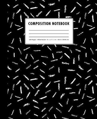 Composition Notebook: Black + White Chalk Pattern Wide Ruled