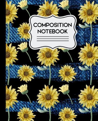 Composition Notebook: Sunflower Denim with Black Stripes - Wide Rule 7.5 X 9.25 - 110 Pages