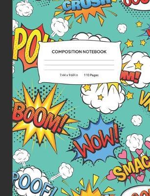 Composition Notebook: Wide Ruled Notebook Blank Lined Journal for Notes and Writing Green Cartoon Comics Pattern