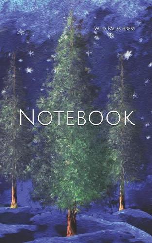 Notebook: Winter Wonderland Night Snow Mountains Trees Mountain Tree Wonder Land Snowy Frozen