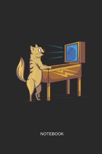 Notebook: Liniertes Notizbuch -Retro Pinball Katze Haustier Maschine Arcade Gaming Geschenk