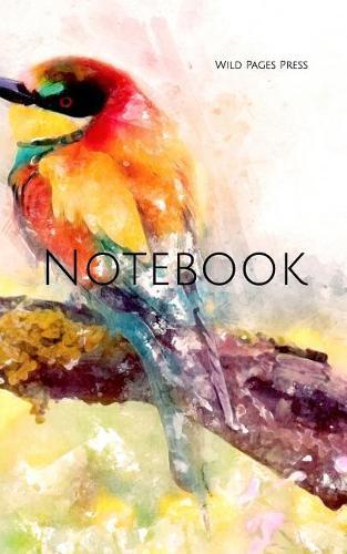 Notebook: Bird watercolor background colourful paint nature