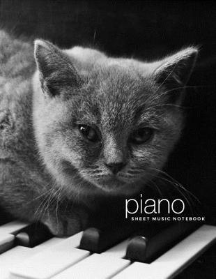 Piano Sheet Music Notebook: 8.5 x 11 in, 12 Staves on 250 Pages, Cat Theme