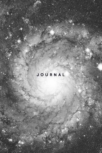 Journal: College Ruled Notebook - 120 Pages - Watercolor Galaxy Black + White