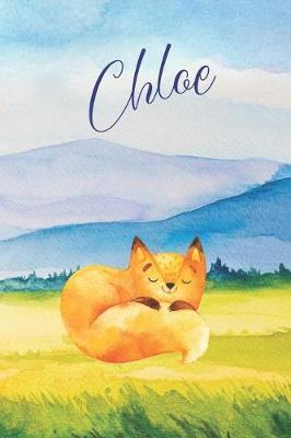 Chloe: Personalized Name and Fox in the Forest and Mountains on Cover, Lined Paper Note Book For Girls or Boys To Draw, Sketch & Crayon or Color (Kids Teens and Adult Journal Books)