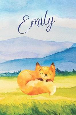 Emily: Personalized Name and Fox in the Forest and Mountains on Cover, Lined Paper Note Book For Girls or Boys To Draw, Sketch & Crayon or Color (Kids Teens and Adult Journal Books)