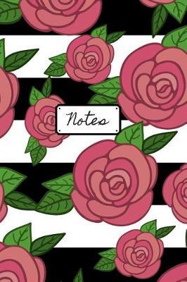 Notes: Classic Medium Lined Journal/Diary for Everyday Use Pink and Mauve Flower Pattern on Black and White Stripe