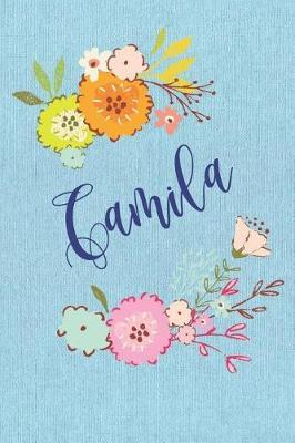 Camila: Personalized Name and Floral Design on Blue Teal Pattern, Lined Paper Note Book For Girls To Draw, Sketch & Crayon or Color (Kids Teens and Adult Journal Flower Cover Books)