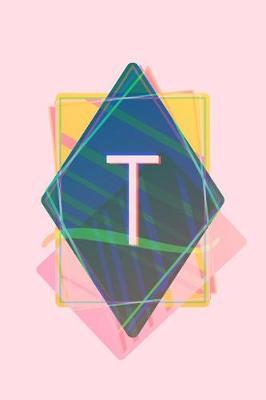 T: Pink Pastel Vaporwave Aesthetic Monogram Journal / Composition Notebook with Initial - 6 x 9 - College Ruled / Lined