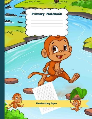 Primary Notebook Handwriting Paper: Jumping Monkey Dashed Mid Line School Exercise Book Plus Sketch Pages for Boys and Girls