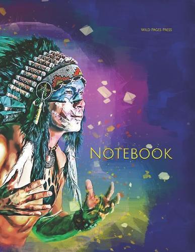 Notebook: Indigenous man male native feathers head set African American America men