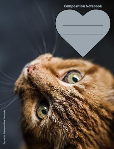 Composition Notebook: 100 wide ruled pages - orange cat - for class note taking in elementary, middle, high school and college.