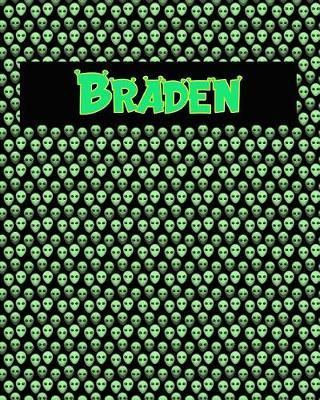 120 Page Handwriting Practice Book with Green Alien Cover Braden: Primary Grades Handwriting Book