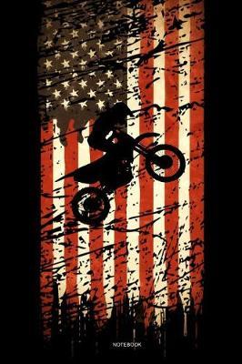 Notebook: Motocross Notebook American Flag Vintage Gift I Size 6 x 9 I Ruled Paper 110 Pages I Motorcycle Dirt Bike Jumping USA Retro I Planner Pocket Book Journal Booklet Diary Tickler Sketch Memo College Log