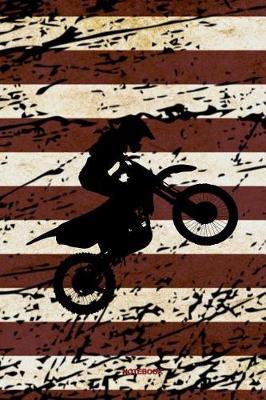 Notebook: Motocross Notebook American Flag Vintage Gift I Size 6 x 9 I Ruled Paper 110 Pages I Motorcycle Dirt Bike Jumping USA Retro I Planner Pocket Book Journal Booklet Diary Tickler Sketch Memo College Log