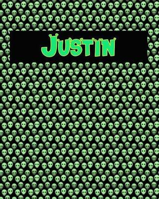 120 Page Handwriting Practice Book with Green Alien Cover Justin: Primary Grades Handwriting Book