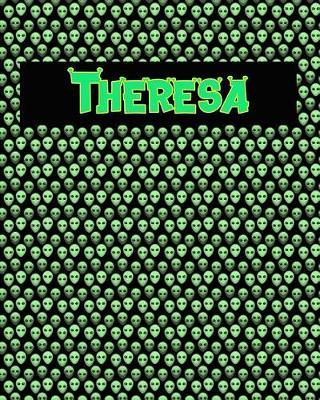 120 Page Handwriting Practice Book with Green Alien Cover Theresa: Primary Grades Handwriting Book