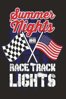 Summer Nights And Race Track Lights: Blank Journal With Ruled Lined Paper - Chequered And US Flag