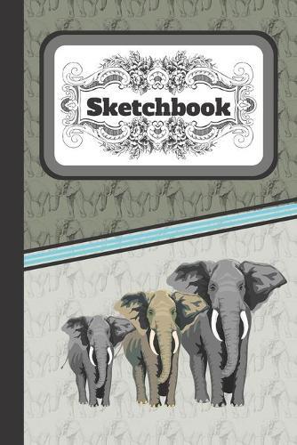 Sketchbook: Elephant Green Blue Pattern Art Gift - SKETCHBOOK, 130 pages, 6 x 9