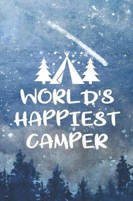 World's Happiest Camper: Blank Lined Notebook ( Camping ) (Blue And Stars)