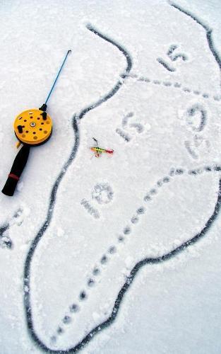 Notebook: Ice fishing rod jigger map Aland Finland fish rod reel sinker hook line water Nth America