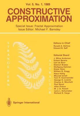 Constructive Approximation: Special Issue: Fractal Approximation