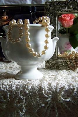 Pearls and Lace on a Vanity Journal: 150 Page Lined Notebook/Diary