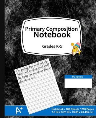 Primary Composition Notebook: Kids School Supplies, Black and Blue Cover, Ruled Paper, 100 Sheets, 200 Pages, Primary Journal K-2nd Grades, 7.5 in X 9.25 In, 19.05 X 23.495 CM, Durable Softcover Notebook