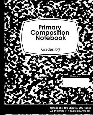Primary Composition Notebook: Black Marble on Black Cover, School Supplies, Ruled Paper, 100 Sheets, 200 Pages, Primary Journal K-2nd Grades, 7.5 in X 9.25 In, 19.05 X 23.495 CM, Soft Durable Notebook