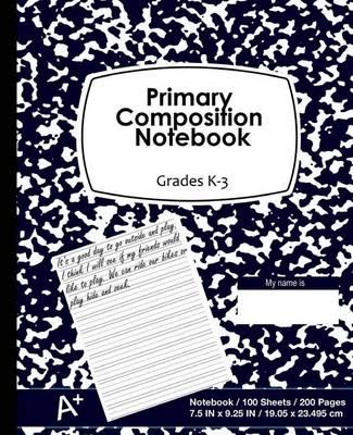 Primary Composition Notebook: Deep Blue Marble Cover, School Supplies, Ruled Paper, 100 Sheets, 200 Pages, Primary Journal K-2nd Grades, 7.5 in X 9.25 In, 19.05 X 23.495 CM, Soft Durable Notebook