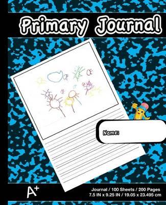 Primary Journal: Modern Blue Marble, Composition Book, Draw and Write Journal, Unruled Top, .5 Inch Ruled Bottom Half, 100 Sheets, 7.5 in X 9.25 In, 19.05 X 23.495 CM, Soft Durable Cover