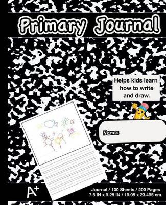 Primary Journal: Modern Black Marble, Composition Book, Draw and Write Journal, Unruled Top, .5 Inch Ruled Bottom Half, 100 Sheets, 7.5 in X 9.25 In, 19.05 X 23.495 CM, Soft Durable Cover