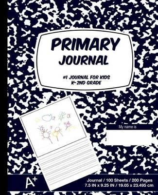 Primary Journal: Dark Blue, Composition Book, Draw and Write Journal, Unruled Top, .5 Inch Ruled Bottom Half, 100 Sheets, 7.5 in X 9.25 In, 19.05 X 23.495 CM, Soft Durable Cover