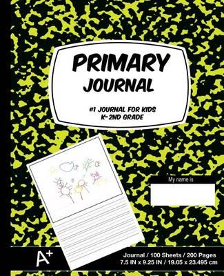 Primary Journal: Yellow and Black Marble, Composition Book, Draw and Write Journal, Unruled Top, .5 Inch Ruled Bottom Half, 100 Sheets, 7.5 in X 9.25 In, 19.05 X 23.495 CM, Soft Durable Cover