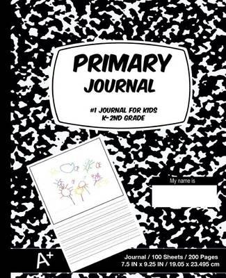 Primary Journal: Black Marble, Composition Book, Draw and Write Journal, Unruled Top, .5 Inch Ruled Bottom Half, 100 Sheets, 7.5 in X 9.25 In, 19.05 X 23.495 CM, Soft Durable Cover
