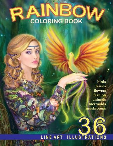 Rainbow. Line Art Coloring Book: Coloring Book for Adults
