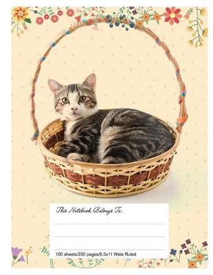 Composition Notebook for School, 8.5.X 11, Wide Ruled, Cat Basket