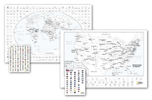 National Geographic: World and United States Coloring Maps [Map Pack Bundle]