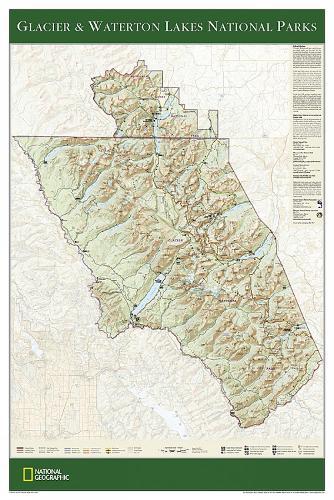 Glacier & Waterton Lakes National Parks, Tubed: Wall Maps U.S.