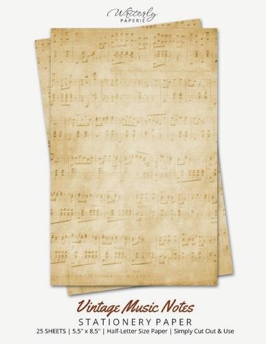 Vintage Music Notes Stationery Paper: Half Letter Size Paper, Music Themed, Letter Writing Paper, 25-sheets