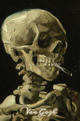 Skeleton of a Skull with a Cigarette Van Gogh Note Book: Hardcover Journal Notebook Diary with Dot Grid, Lined, Blank Vintage Paper for Writing Drawing Journaling