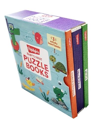 Baby’s First Puzzle Books: Interactive Board Books for Babies and Toddlers, 3 Fun Activity Books with Foam Puzzle Pieces, Mazes, Silly Scenes for Play Time