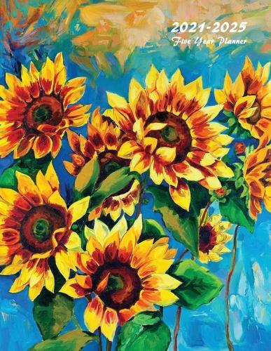2021-2025 Five Year Planner: 60-Month Schedule Organizer 8.5 x 11 with Beautiful Coloring Pages (Sunflowers)