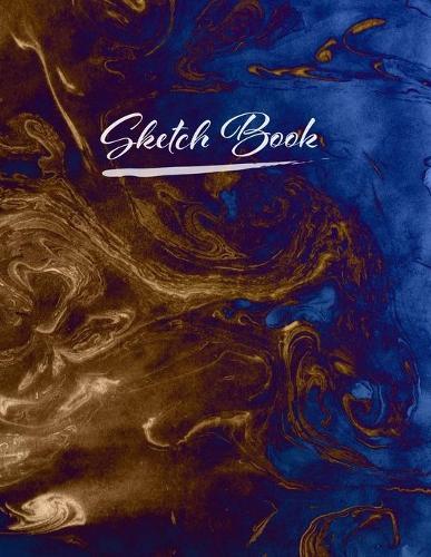 Sketch Book: : Marble Sketchbook for Drawing and Painting, Doodling, Writing and Sketching - Abstract Cover - Blue Gold Nebula - 8.5  x 11 , A4, 112 pages