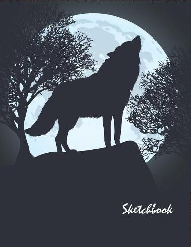 Sketchbook: Personalized Sketchbook and Drawing Pad, Doodling Paper for Sketching 110 Pages of 8.5 x11 large Print with Notebook and Doodle Pad ... and Journa lBlack Wolf Cover